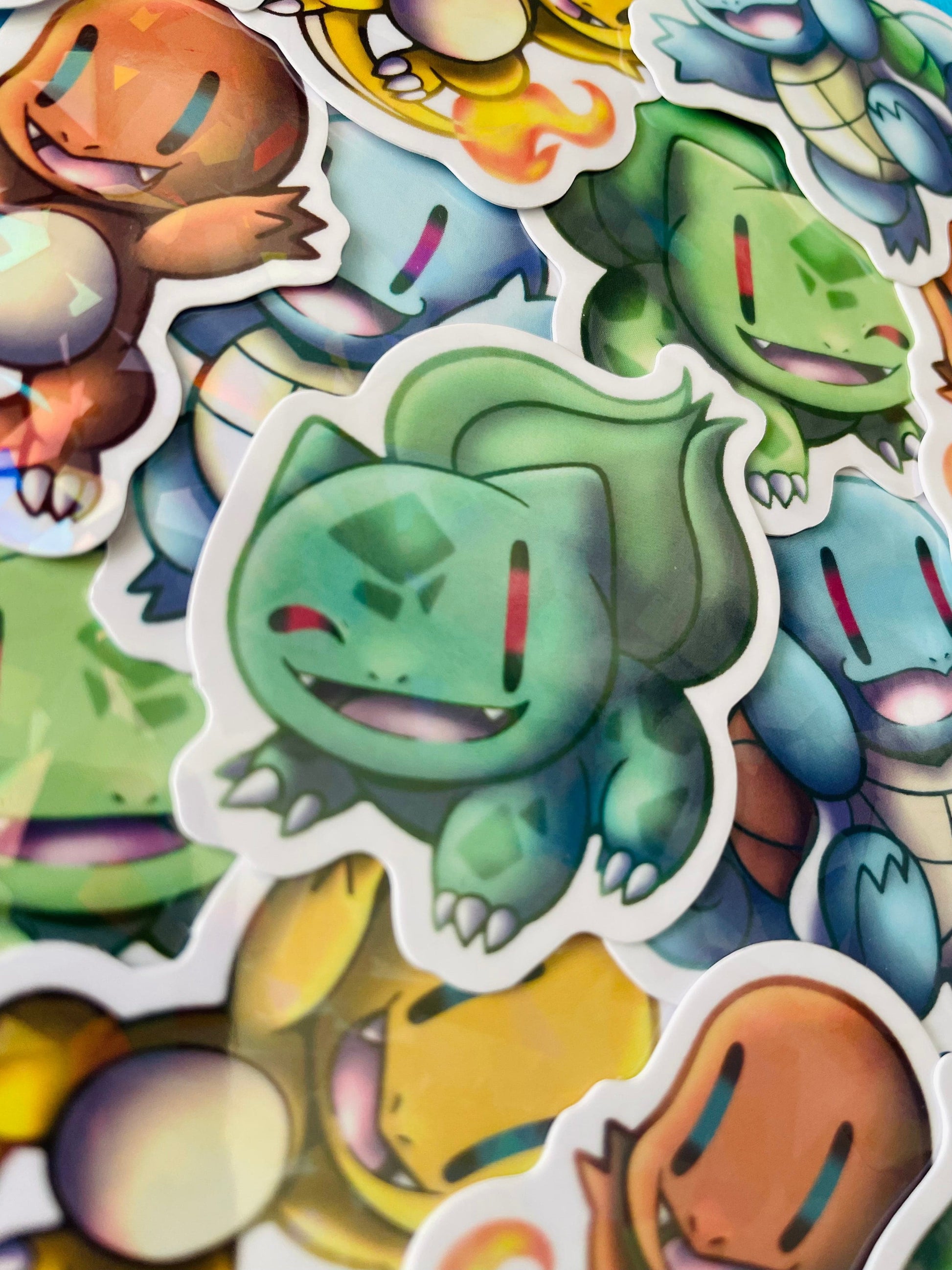 Mijn winkel Sticker Pokemon Starters Vinyl Holographic Stickers