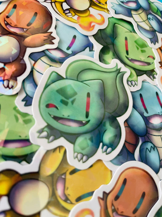 Mijn winkel Sticker Pokemon Starters Vinyl Holographic Stickers